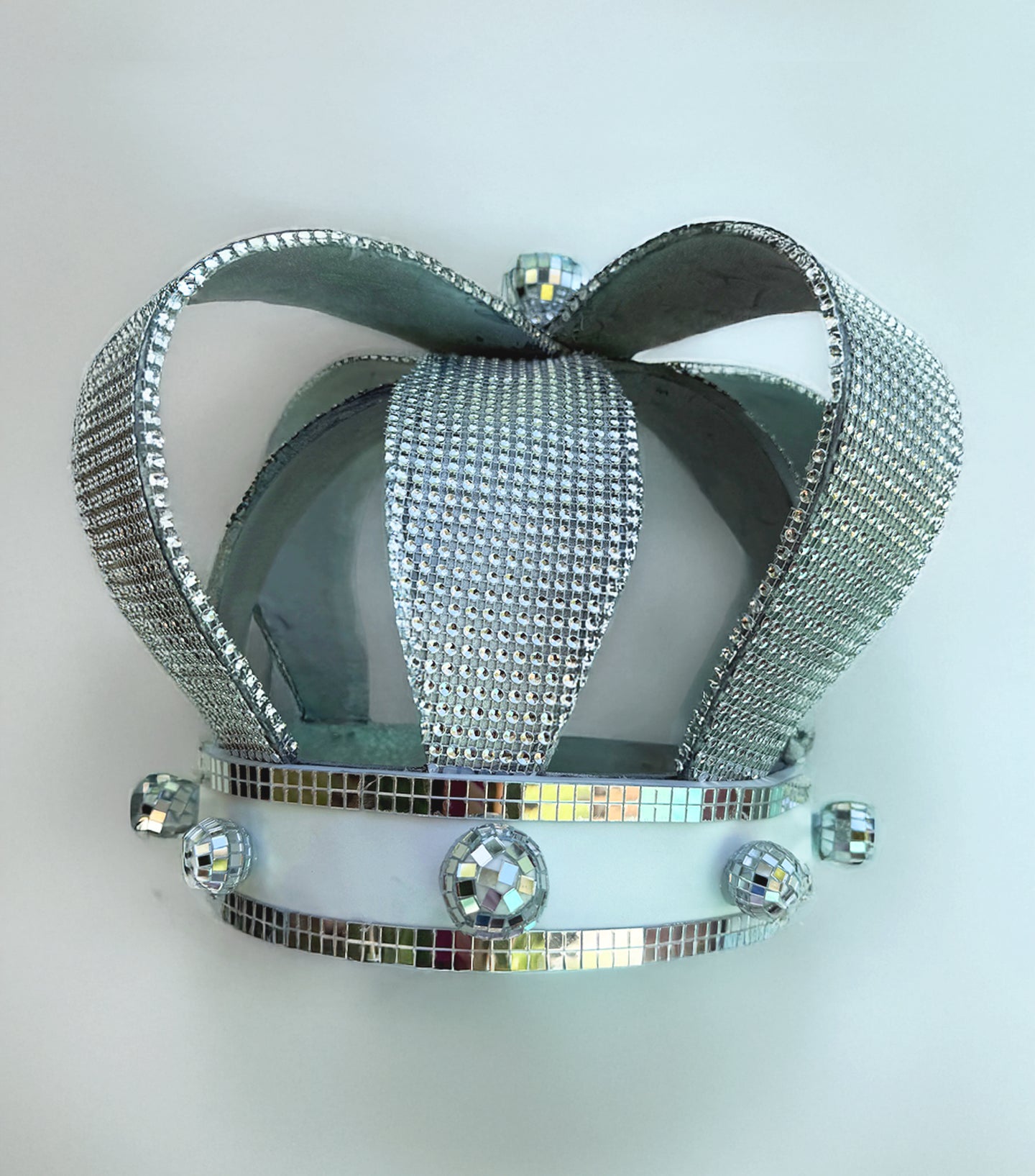 Custom White & Silver Disco King's Crown