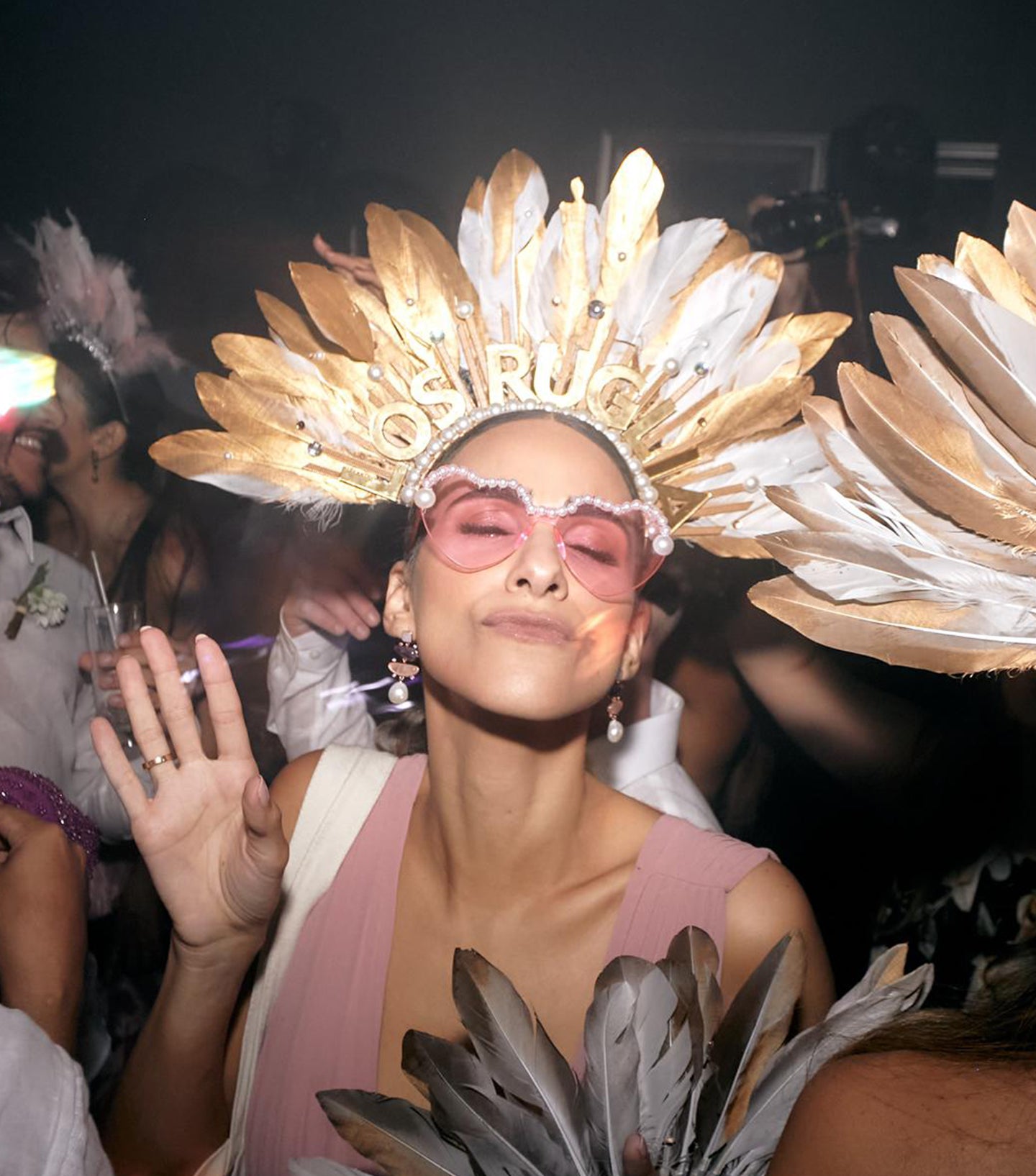 Gold & White Feather Crown